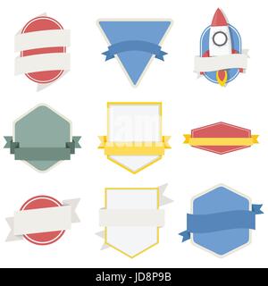 Set misto di badge astronave emblema, marchio icona Illustrazione Vettore Illustrazione Vettoriale