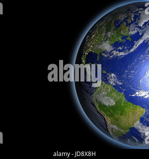 Americas sul pianeta Terra come visto dall orbita nello spazio. 3D illustrazione con dettagliate pianeta superficie. Gli elementi di questa immagine fornita dalla NASA. Foto Stock