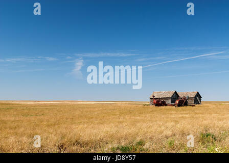 Abbandonato attrezzature agricole e costruire le praterie Foto Stock