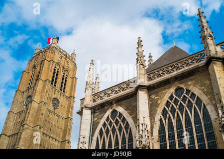 Architettura particolare della chiesa di Saint Eloi in Dunkerque, Francia Foto Stock