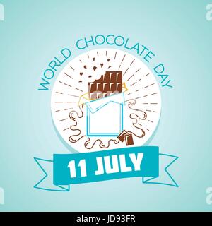 Calendario per ciascun giorno di luglio 11. Biglietto di auguri. Holiday - World Chocolate giorno. Icona di stile lineare Illustrazione Vettoriale