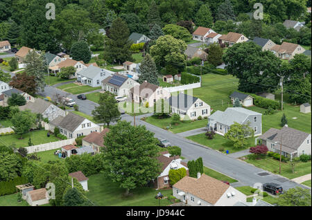 Vista aerea, quartiere suburbano, in Pennsylvania, STATI UNITI D'AMERICA Foto Stock