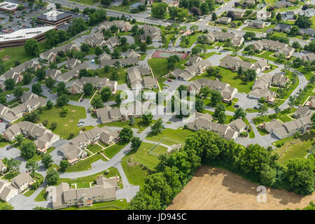 Vista aerea del case suburbane, Pennsylvania, STATI UNITI D'AMERICA Foto Stock