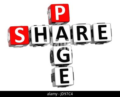 3D Condividi pagina Crossword su sfondo bianco Foto Stock
