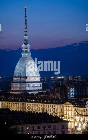 Torino vista panoramica con Mole Antonelliana Foto Stock