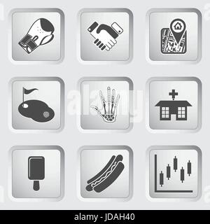 Le icone sui pulsanti per il Web Design e Applicazioni mobili Set 8. Illustrazione Vettoriale. Illustrazione Vettoriale