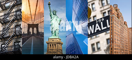 New York, panoramica photo collage, New York landmarks viaggi e turismo concept Foto Stock