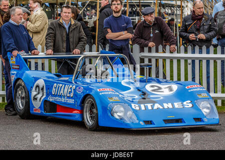 1973 Lola-Cosworth T282 prototipo nel paddock di contenimento prima della prova dimostrativa a Goodwood GRRC LXXV Assemblea dei Soci, Sussex, Regno Unito. Foto Stock