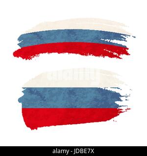 Grunge pennello con la Russia bandiera nazionale su bianco Illustrazione Vettoriale