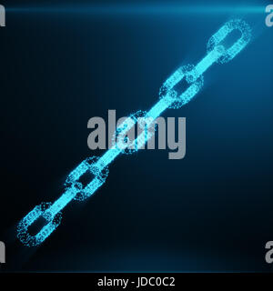 Immagine astratta di maglie di catena a basso poli in forma consistente di punti, linee e forme, rendering 3D Foto Stock