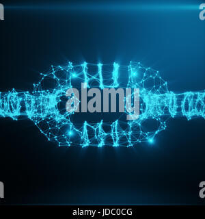 Immagine astratta di maglie di catena a basso poli in forma consistente di punti, linee e forme, rendering 3D Foto Stock