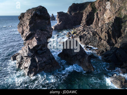 Vedute aeree di Dalmore Beach, Dail Mor, Carloway Lewis, Ebridi Esterne Foto Stock