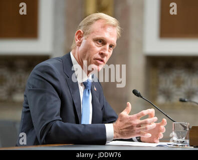 Patrick M. Shanahan appare prima del senato degli Stati Uniti Comitato sui servizi armati per la sua designazione a essere noi Vice Segretario della Difesa a Capitol Hill in Washington, DC martedì, 20 giugno 2017. Credito: Ron Sachs/CNP /MediaPunch Foto Stock