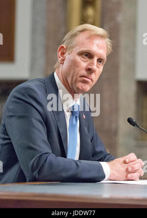 Patrick M. Shanahan appare prima del senato degli Stati Uniti Comitato sui servizi armati per la sua designazione a essere noi Vice Segretario della Difesa a Capitol Hill in Washington, DC martedì, 20 giugno 2017. Credito: Ron Sachs/CNP /MediaPunch Foto Stock