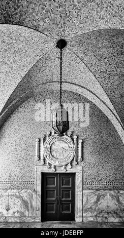 Portico del City Building in Asheville, NC, Stati Uniti d'America Foto Stock