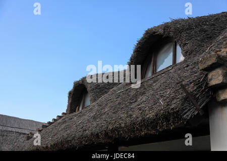 Dal tetto di paglia agriturismo a Tihany, Ungheria Foto Stock