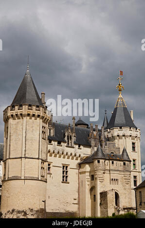 Saumur Chateau, Maine-et-Loire dipartimento in Francia occidentale, Europa Foto Stock