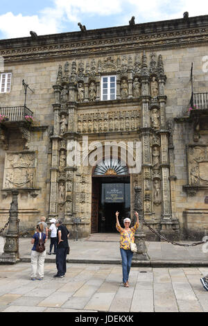 Parador de Santiago de Compostela in Galizia Spagna settentrionale Hostal dos Reis Catolicos Foto Stock