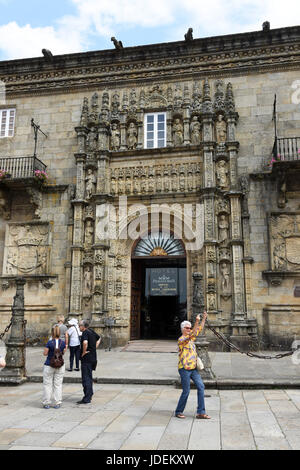 Parador de Santiago de Compostela in Galizia Spagna settentrionale Hostal dos Reis Catolicos Foto Stock