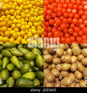 Set di frutta fresca texture in colori Foto Stock