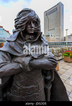 Galaxy Express 999 sculture nella stazione di Kokura in Kitakyushu, Giappone Foto Stock