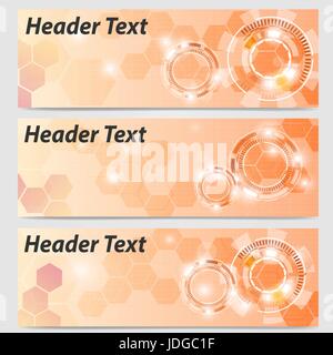 Abstract banner di intestazione di colore arancione tecnologia geometrica Foto Stock