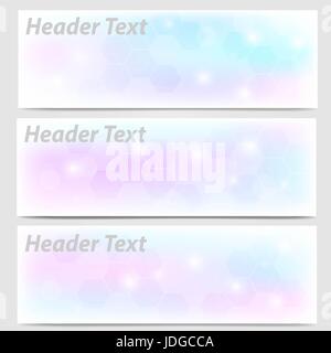 Set di vettore di astratta e rosa pastello blu geometrico banner di intestazione Foto Stock