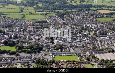 Vista aerea del Lancashire città di Clitheroe, Regno Unito Foto Stock