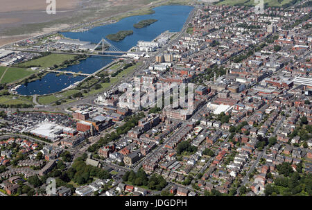 Vista aerea di Southport Town Center, Lancashire, Regno Unito Foto Stock