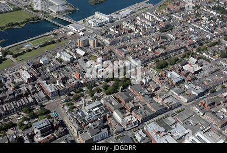 Vista aerea di Southport Town Center, Lancashire, Regno Unito Foto Stock