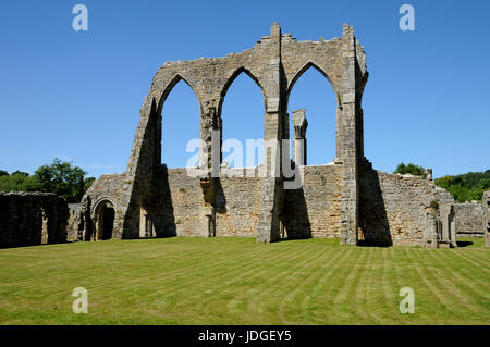 Le rovine di Bayham Abbey in Kent e Sussex ast frontiera nel sud dell'Inghilterra. L'Abbazia fu uno dei tanti che è stato sciolto dal Re Enrico V111. Foto Stock