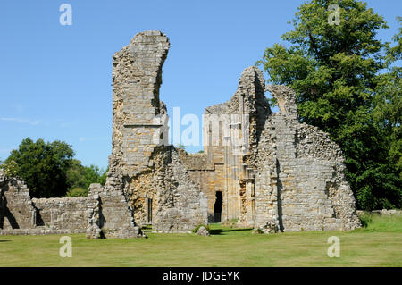 Le rovine di Bayham Abbey in Kent e Sussex ast frontiera nel sud dell'Inghilterra. L'Abbazia fu uno dei tanti che è stato sciolto dal Re Enrico V111. Foto Stock