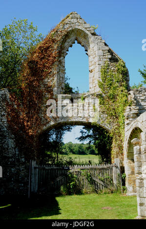 Le rovine di Bayham Abbey in Kent e Sussex ast frontiera nel sud dell'Inghilterra. L'Abbazia fu uno dei tanti che è stato sciolto dal Re Enrico V111. Foto Stock