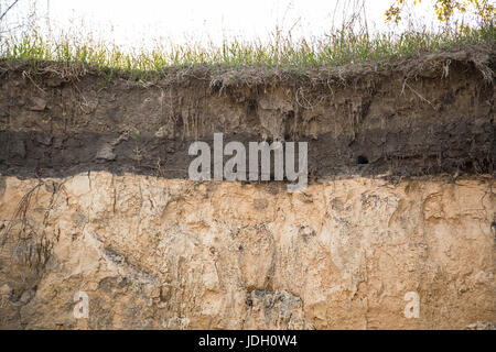 Gli strati di terra in una fossa di creta Foto Stock