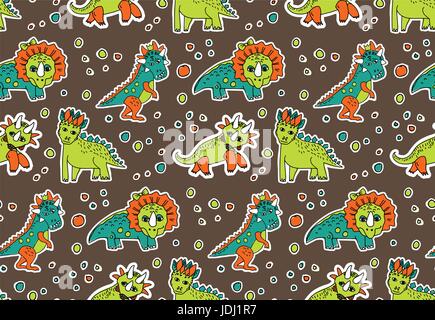 I dinosauri oggetti pattern senza giunture. Illustrazione Vettoriale