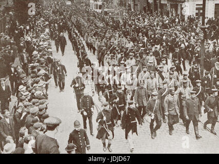 Prigionieri di guerra tedeschi di Anversa, Belgio, 1914 Foto Stock