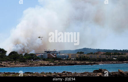 Incendio di foresta in san antonio ibiza Foto Stock