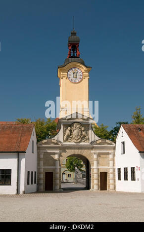 Europe, Germany, Bavaria, the Danube, Ingolstadt, new castle, look to the baroque clock tower, Bavarian army museum,  , Europa, Deutschland, Bayern, D Foto Stock