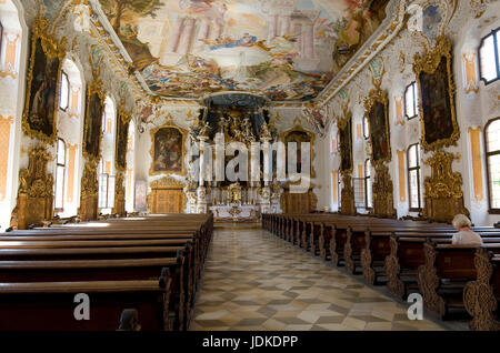 Damian asam, barocco, accessori interni rococò che si accumula nel 1736, dekenfresko di cosmas europa, Germania, il Land della Baviera, Ingolstadt, asam Chiesa, Maria de vict Foto Stock