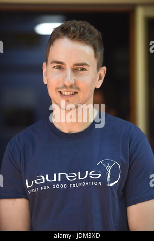 Barcellona, Spagna. Xxi Jun, 2017. Moto GP pilota Jorge Lorenzo di Spagna durante la nomina come ambasciatore della Fondazione Laureus in Spagna Mercoledì, 21 giugno 2017. Credito: Gtres Información más Comuniación on line,S.L./Alamy Live News Foto Stock