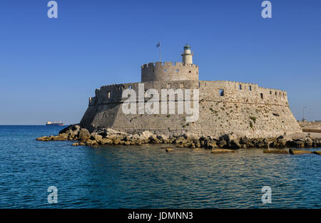 Fortezza di San Nicola in porto Mandaki, Rodi, Grecia Foto Stock