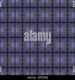 Fiore Seamless Pattern in sfumature di viola, blu e bianco Foto Stock