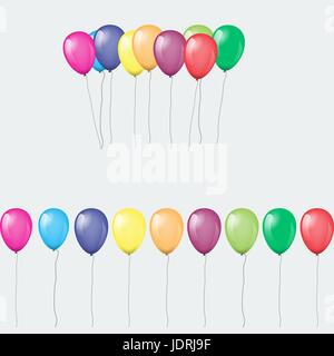 I grappoli e gruppi di colorati palloncini elio isolato. Vettore Illustrazione Vettoriale