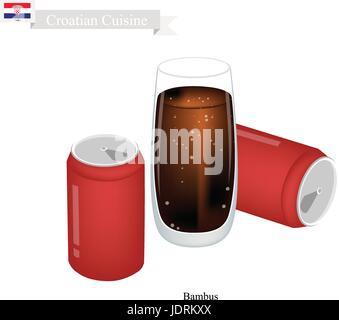 Cucina croata, Bambus o cocktail misti realizzati con parti uguali di vino rosso e Cola. Uno dei più famosi Drink in Grecia. Illustrazione Vettoriale
