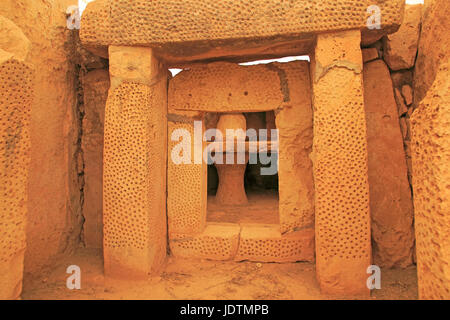 Mnajdra neolitico megalitico tempio preistorico sito complesso, Malta Foto Stock