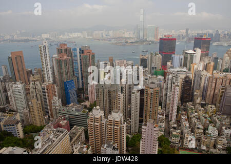 Vista da grattacieli, Hong Kong, Cina Foto Stock