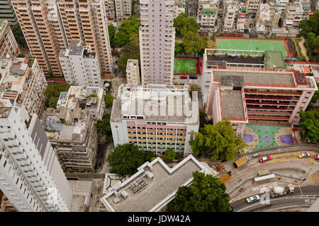 Vista da grattacieli, Hong Kong, Cina Foto Stock