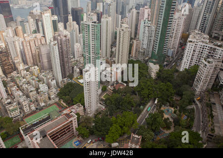 Vista da grattacieli, Hong Kong, Cina Foto Stock