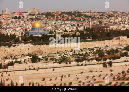 Vista del Monte del Tempio dal monte Sion, Gerusalemme, Israele Foto Stock