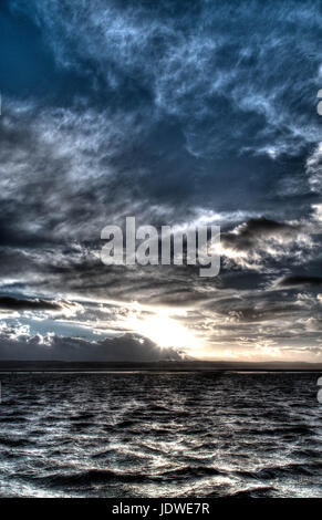 Marine Lake West Kirby Wirral Sunset HDR Foto Stock